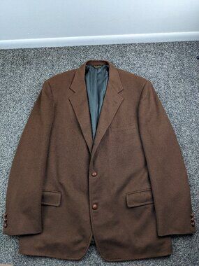 NWOT Southwick Blazer Camel Hair 3/2 Roll Wood Button Brown 46 Tall 46L USA Made